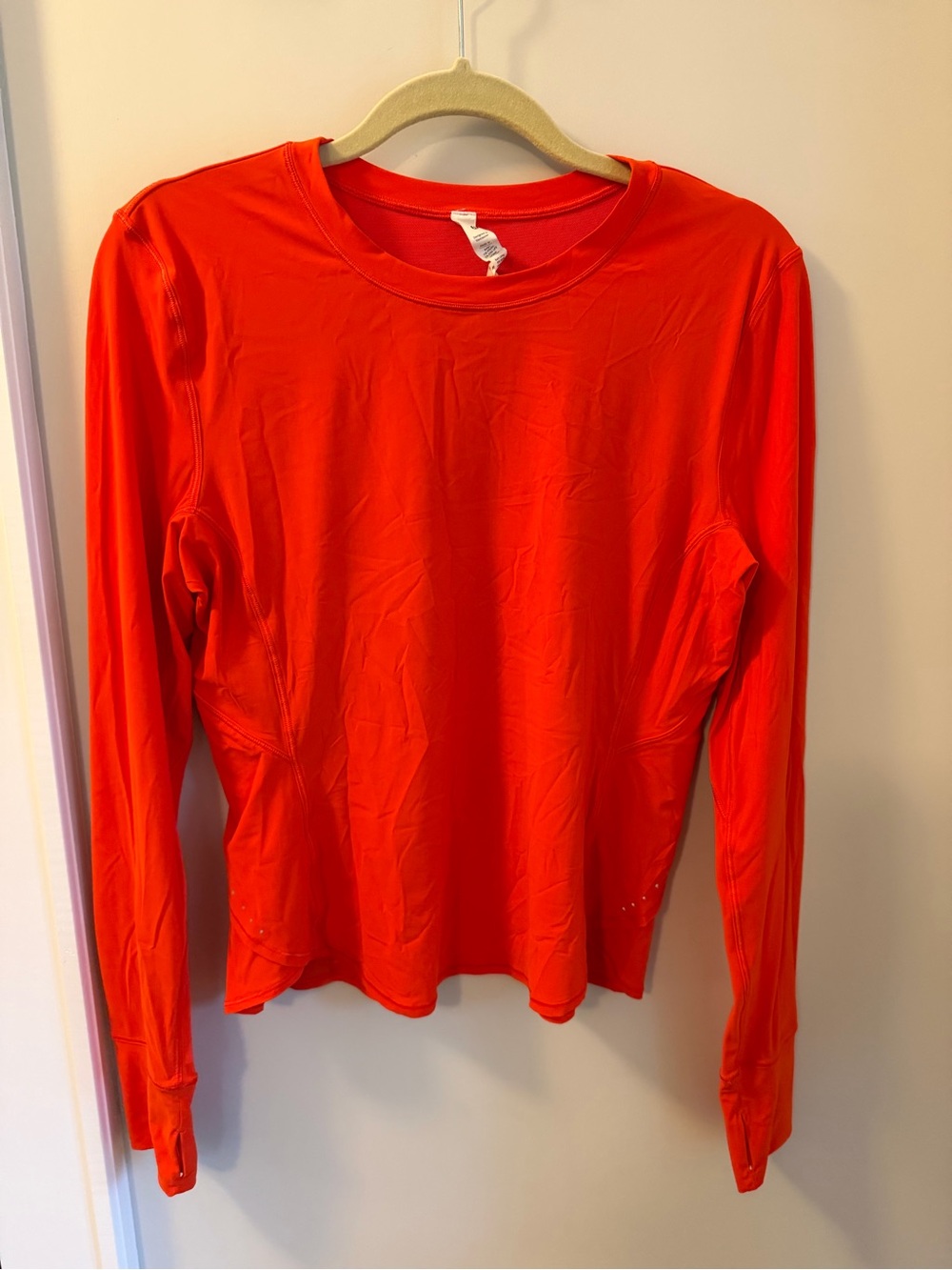 lululemon athletica Long-Sleeve Crew Top in Vibrant Red-Orange